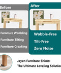 Before and after using 20 Pack Rubber Shims For Furniture And Appliances, Non Slip Stackable Levelers And Wedges For Tables, Toilets, And More For Everyday Use, DIY Home Improvement, Black