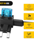 Close-up of Add A Circuit Fuse Adapter Kit For 12V Cars Trucks And Boats With Dual Fuse Holders, blue fuse.