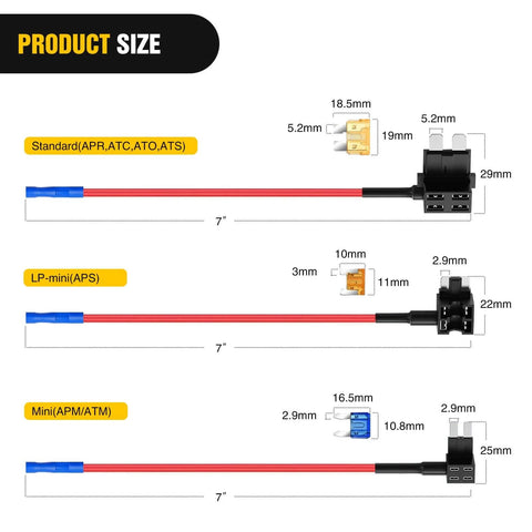 Add A Circuit Fuse Adapter Kit For 12V Cars Trucks And Boats With Dual Fuse Holders Standard And Mini TAP Blade Fuses
