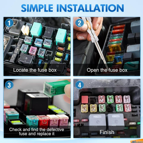 Simple installation steps for All-In-One Blade Jcase Car Fuse Assortment Kit With 250 Fuses in a fuse box