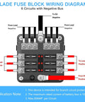 Diagram of Six Way 12V Fuse Box With LED Indicator Waterproof ATO ATC Fuse Block For Marine Boat Car Truck 24V Compatible