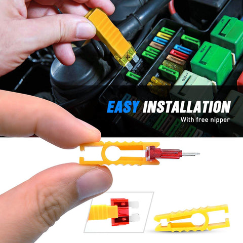 Assorted Standard Blade Fuses Kit For Your Ride With Inline Fuse Holders 120 Pcs Including 5A 7.5A 10A 15A 20A 25A 30A Set with nipper tool