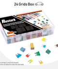 250 Piece US Grade Automotive Fuse Kit with Standard and Mini Blade Fuses, clear box with assorted fuses for cars and boats.