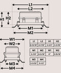 Dimensions diagram for 12V Auto Waterproof Fuse And Relay Box Kit With 6 Bosch Style 5 Pin Relays, showing measurements