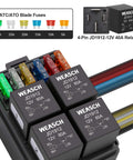 12V Prewired Fuse Relay Box Kit With Four 40A Relays And Six ATC ATO Blade Fuses for Cars Trucks Boats Jeeps Marine