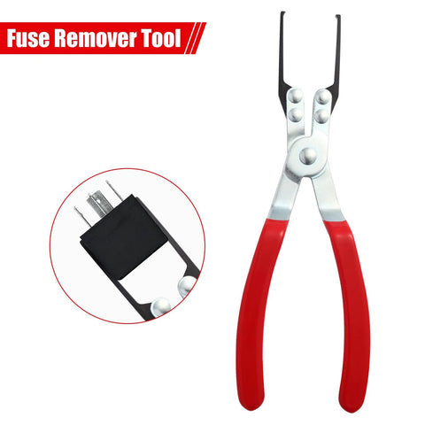 Relay Puller Pliers And Fuse Remover Tools 6 Pack Must Have For Auto Electrical Relays And Fuses Narrow Space Car Fuse Puller Set Relay Extraction Pliers Vehicle Electrical Disconnect Tool shown with red handles