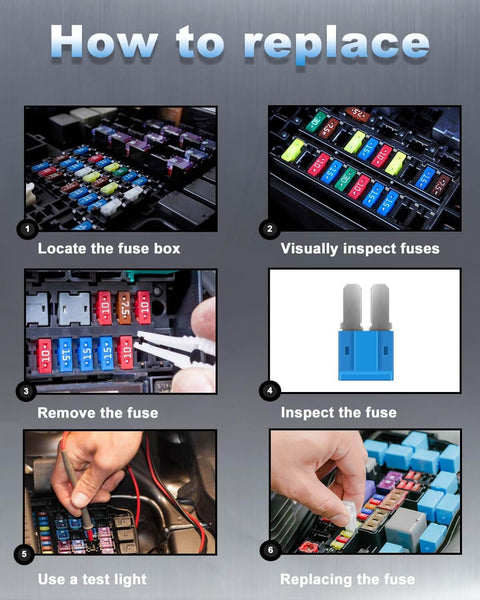 Step-by-step guide with images on using 126 Piece Micro 2 Fuse Kit With Fuse Puller Micro2 Automotive Blade Fuses Assortment.