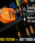 Fuse Tester For 12V And 24V Automotive Systems With Universal ATO ATC ATM And Maxi Blade Fuses LED Indicator Lights In Use