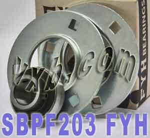 FYH SBPF203 17mm Stamped round 3 Bolts Flanged Mounted Bearings - VXB Ball Bearings