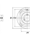 FYH UCFC-203 17mm Round Flanged Bearing Mounted Bearing technical drawing with dimensions displayed
