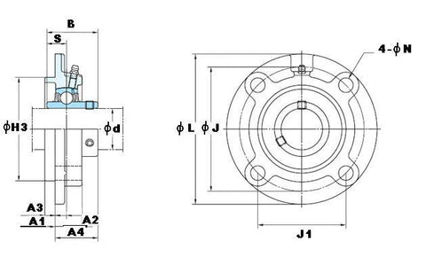 FYH UCFCX17-55 3 7/16 Round Flanged Bearing Mounted Bearings - VXB Ball Bearings