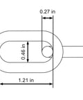 Technical diagram of US Made G43 High Test Anchor Chain 1 Quarter Inch Thick Hot Dip Galvanized For Heavy Duty Use 20 Ft Length
