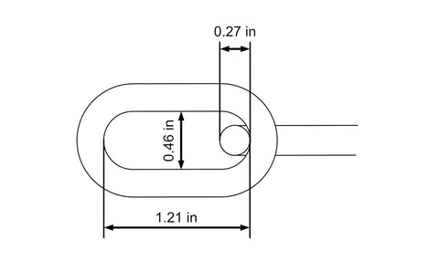 Technical diagram of US Made G43 High Test Anchor Chain 1 Quarter Inch Thick Hot Dip Galvanized For Heavy Duty Use 20 Ft Length