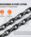 Close-up view of G80 galvanized chain links for 2 Ton Hand Chain Hoist 4400 Lbs Capacity 10 Ft Lift Come Along With G80 Galvanized Chain And Double Pawl Brake