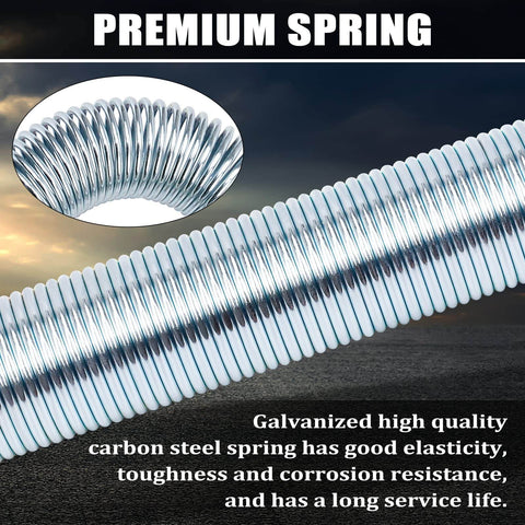 Close-up of galvanized carbon steel spring from 2 Pack 25 Inch Single Tender Spring Kit For Trucks And Trailers With Heavy Duty ABS Air Line Hose Tracker And 3 Hose Holders Ideal For Semi Trucks Trailers And Tractors, showcasing durability and corrosion resistance.