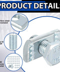 40 Piece Channel Nut And Bolt Set For One And Five Eighths Inch Strut Channel Galvanized Steel Fasteners For Construction Sites Factories And Industrial Installations, close-up view of a galvanized steel nut and bolt.