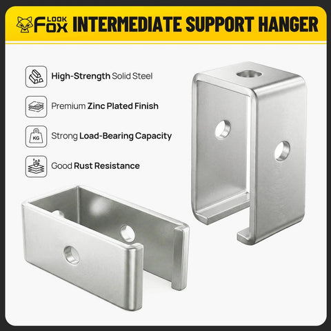 Heavy-duty galvanized channel trolley track hanger bracket for 1-5/8 inch UNISTRUT systems; robust steel construction set