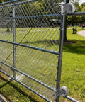 Installed 5 Inch Galvanized Steel Pipe Track Wheel Set For Chain Link Sliding Gates, Compatible With 1 7/8 Inch And 1 5/8 Inch Gate Frames