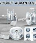 2 Pack 5 Inch Sliding Gate Rollers Galvanized Steel Pipe Track Gate Hardware Kit For One And Five Eighths Inch Pipe Track Fence, Designed For Smooth Quiet Operation, Rust Resistant, Durable Rollers, Easy Installation With Mounting Hardware Included.