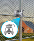 Sliding Gate Rollers Five Inch Wheel Size Galvanized Steel Hardware Kit For Two Inch Gate Frame And One Seven Eighths Inch Or One Five Eighths Inch Track Pipe Includes Double U Bolt For Chain Link Gates Pack Of One installed on gate
