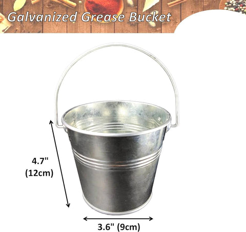 Pellet Grill Grease Bucket with 12pcs Drip Liners Fit for Camp Chef/Traeger/Pit Boss/Z Grills Wood Pellet Grill, galvanized steel