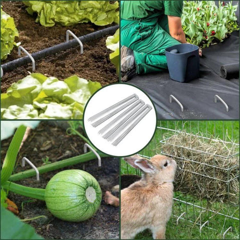 Heavy Duty Galvanized Landscape Staples 6 Inch 25 Pack 11 Gauge Anti Rust Garden Stakes securing garden fabric and decor
