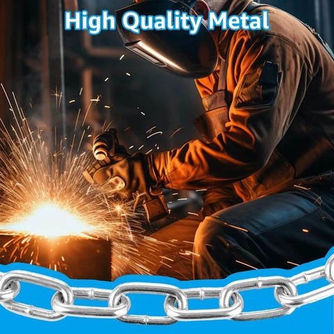 Welder working near 1/4" x 19.69 Ft Metal Chain, Galvanized Iron Coil Chain, Heavy Duty Chain Links Metal Decorative Chain