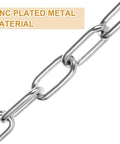 Close-up of 8M Galvanized Metal Coil Chain, 1/8In × 26.25Ft Heavy Duty Chain Links, zinc-plated metal material.