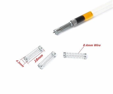 Galvanized Ballpoint Pen Spring Set For Smooth Writing And Quick Pen Fix, 0.016 Inch Wire Diameter, 100-Piece Pack, shown with dimensions