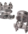 5" Pipe Track Wheel Galvanized, 1 7/8" Round Post, Chain Link Rolling Gate Track Sliding Gate Rollers, Double U - Pack of 2