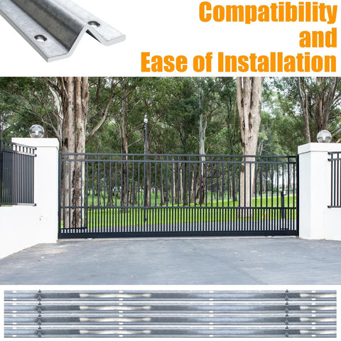 Galvanized Inverted V Track Rail Set, 6 Ft Long, Heavy Duty Sliding Gate Track For 4 Pack Installed on Driveway Gate