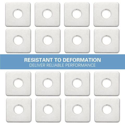 Durable galvanized square plate washers distribute load and reinforce fastenings for outdoor projects, set of 20, 0.55 in ID, 1.57 x 1.57 in OD