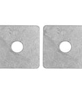 Durable galvanized square washer plates provide reliable load distribution and surface protection for fastened assemblies; 50-pack, 1/2 in ID, 2x2 in OD, 0.18 in thick steel, ideal for construction sites and machinery.