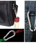 Sixty Pack Heavy Duty Galvanized Steel Carabiner Clips M8 Three And One Eighth Inch Spring Snap Hooks Quick Links shown in use