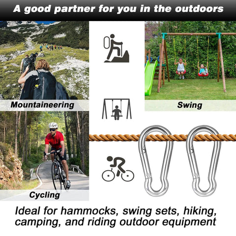 2.36 Inch M6 Carabiner Clips Heavy Duty Galvanized Steel Spring Snap Hooks 260Lbs Holding Capacity 40 Pack For Outdoor Activities