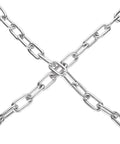 Close-up of ✝️ 19.6ft (6 m) Length Galvanized Steel Chain, 0.23 Inch(6 mm) Heavy Duty Coil Chain, Stainless Steel Link Chain in crossed layout