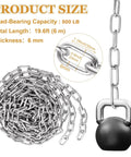 19.6ft (6 m) Length Galvanized Steel Chain, 0.23 Inch(6 mm) Heavy Duty Coil Chain, Stainless Steel Link Chain with measurements