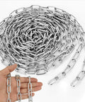 33Ft x 1/8'' Chain for Hanging, Galvanized Steel Decorative Chain Links, Light Duty Metal Chain for Indoor and Outdoor