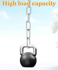 33Ft x 1/8'' Chain for Hanging holding a weight, showcasing its strength and stability.