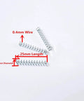Pack Of 100 Heavy Duty Galvanized Steel Wire Compression Springs For Ballpoint Pens, 0.4mm Wire Diameter, 4mm Outer Diameter, 25mm Length, Zinc Plated, Replacement Springs For DIY Projects.