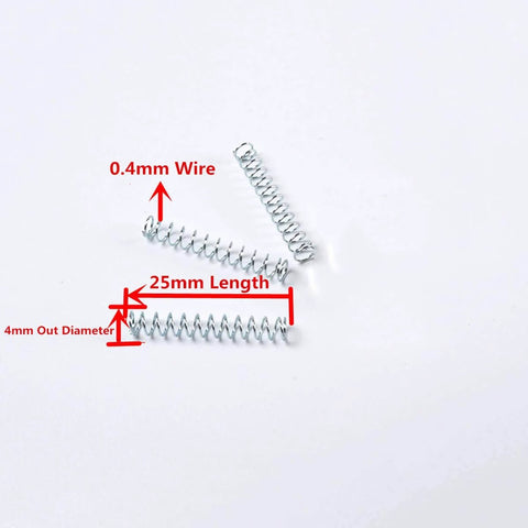 Pack Of 100 Heavy Duty Galvanized Steel Wire Compression Springs For Ballpoint Pens, 0.4mm Wire Diameter, 4mm Outer Diameter, 25mm Length, Zinc Plated, Replacement Springs For DIY Projects.