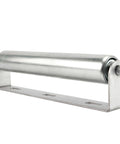 ✝️ Conveyor Rollers, 2 Pack 10 Inches Long Galvanized Steel Roller and Bracket Set, side view of a roller showing steel construction