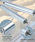 ✝️ 4 Sets 1.5'' Diameter Conveyor Rollers with Stands 10'' Galvanized Steel Long Roller and Bracket Set Easy Install Industrial Use