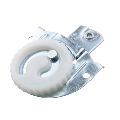 Sliding Cabinet Door Hardware Kit With Galvanised Steel Suspension Wheels For Wardrobe Closets, close-up of one galvanized steel roller