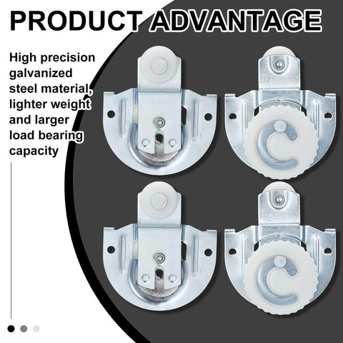 4 Piece Sliding Closet Door Hardware Rollers Wardrobe Cabinet Door Hangers Knob Adjustable Hooks with 8 Screws