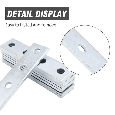 Close-up of 9 Pcs 4 Hole Flat Plate Connector Bracket Galvanized Steel Compatible With 1/2 Inch Bolt In 1 5/8 Inch Strut Channel