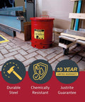 6 Gallon Galvanized Steel Oily Waste Can With Foot Pedal Self Closing Lid For Oil Rag Disposal OSHA Compliant Made In USA Red 16 By 12 Inch Elevated Bottom For Air Circulation To Reduce Heat Moisture And Rust in industrial setting