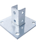 Two Pack Post Base Square Mount With Four Holes For One And Five Eighths Inch Single Strut Channel Galvanized Steel Heavy Duty Channel Support For Secure Installations
