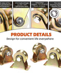 3-Inch U-Groove Caster Wheels with Bracket - Load Capacity 1102lbs - Perfect for Inverted Gates, Heavy-Duty Machines, and Wire Rope Rails (2 Pack) Ａ, displayed in detailed view with galvanized steel finish and double bearings.