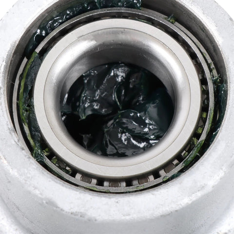 Close-up of the bearing and seal in the 2 Pack Preassembled Galvanized Trailer Hub 5 Lug 4.5 Inch For 3500 Lb Spindle